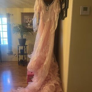 Elegant Pink Lace Gown